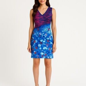 Clover Canyon Blue Floral Sleeveless Dress Size M | Stretch Bodycon Print